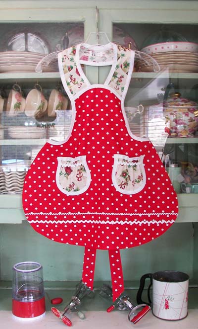 1940 Red Polka Dot / Christmas Stocking Child apron