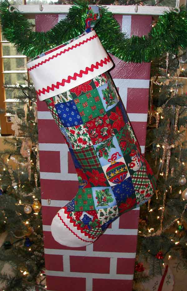 Old Time Village Christmas Stocking