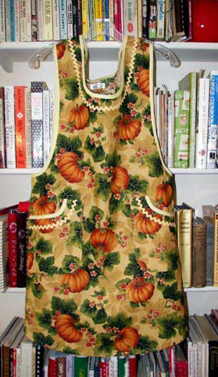 Violet apron in Harvest gold pumpkins, click for larger view