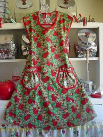 Rose style apron in Holiday Rose material, click for larger view
